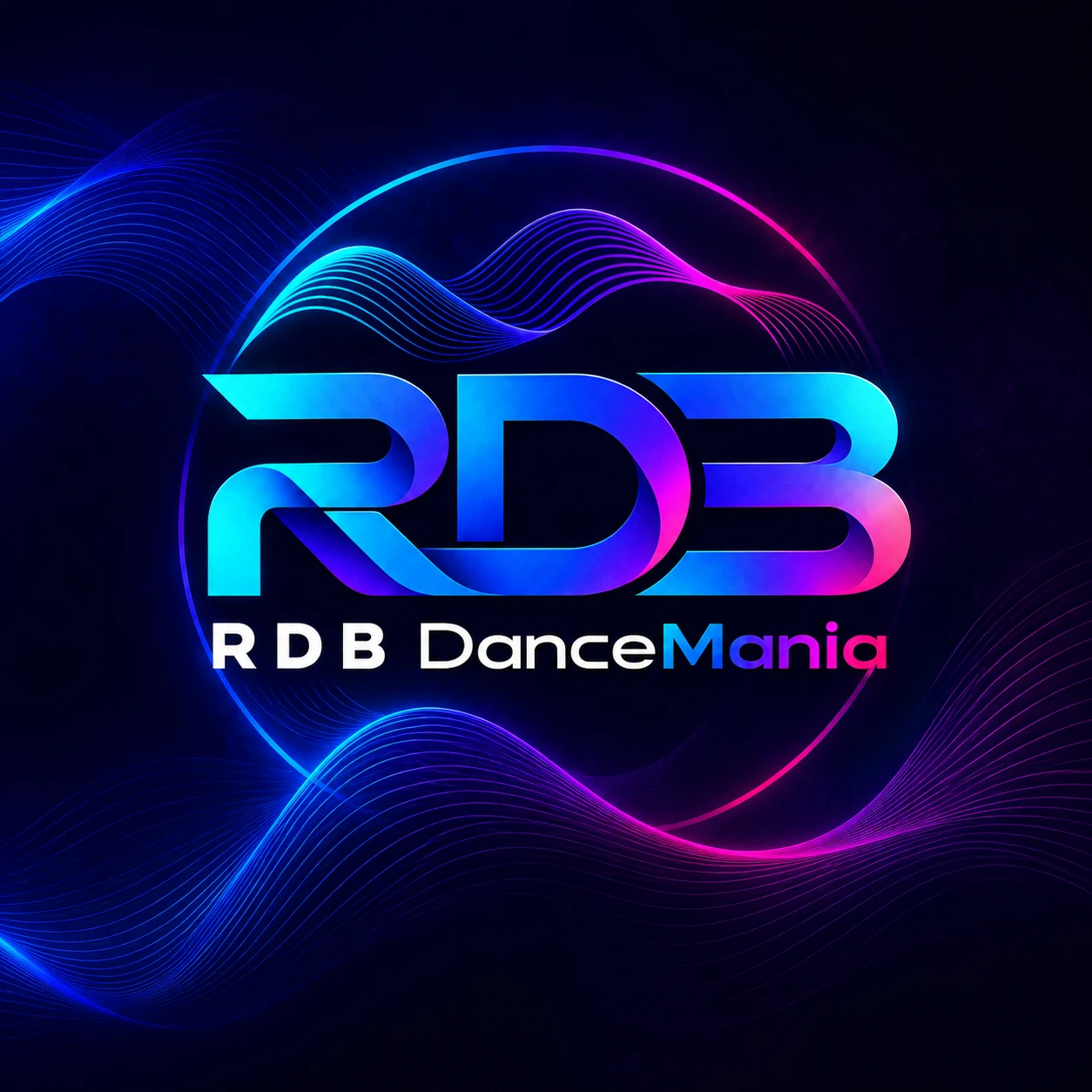RDB DanceMania logo in blue, cyan and magenta